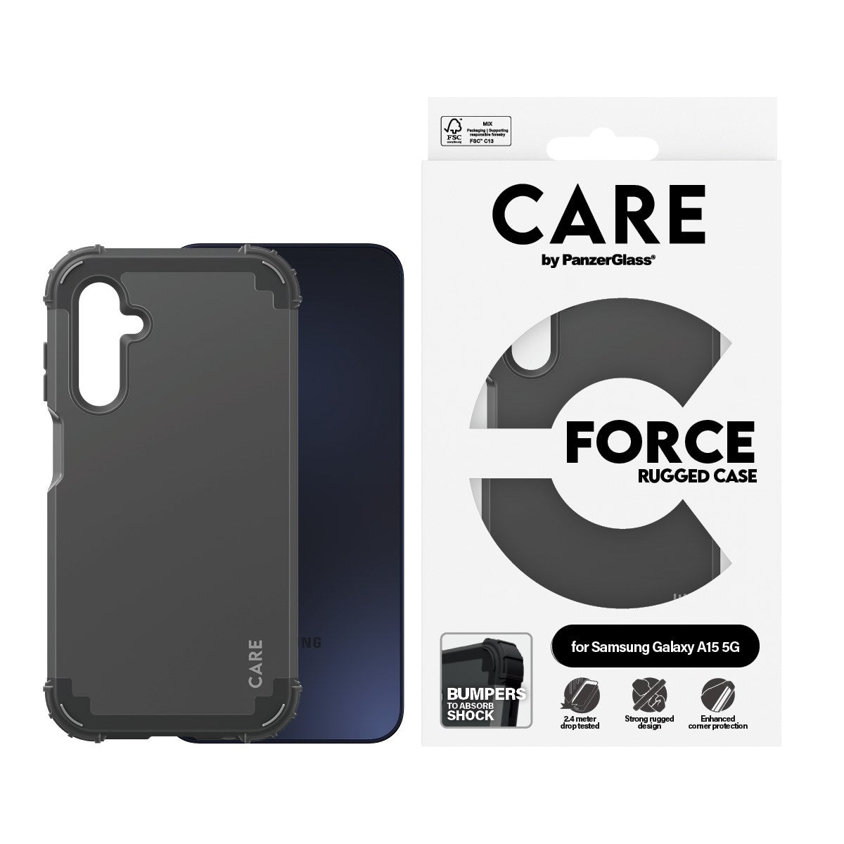 CARE by PanzerGlass® Case Black FORCE Samsung Galaxy A15 5G